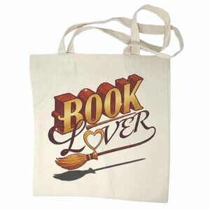 ✨Harry Potter Book Lover Tote - Enchanted Broom & Sparkly Letters Canvas Bag NWT